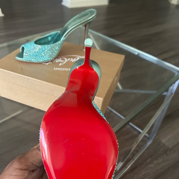 Christian louboutin me dolly strass Bermuda crystal peep toe 100mm stiletto 38.5 - Picture 4 of 11